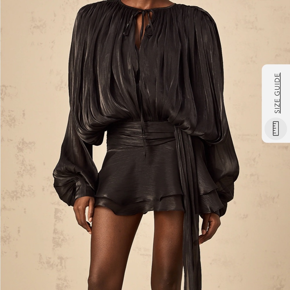 Miss Rosier Eugénie fully-pleated ruffled mini dress in Black